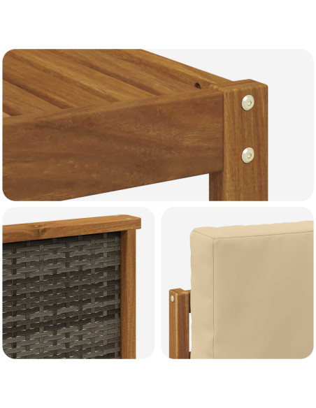 Set divano sezionale con cuscino 5 pcs Naturale