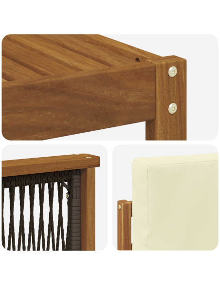 Set divano sezionale con cuscino 5 pcs Naturale e Crema
