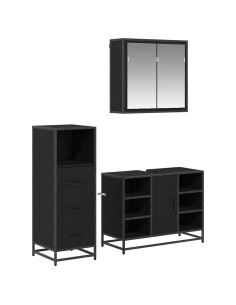 Set di mobili per il bagno con cassetto 3 pcs Legno vecchio 2