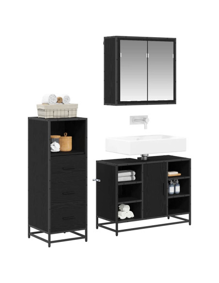 Set di mobili per il bagno con cassetto 3 pcs Legno vecchio