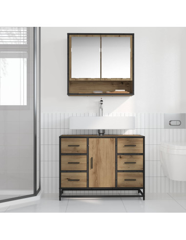 Mobile da Bagno con cassetto Rovere artigianale 80 x 33 x 60 cm