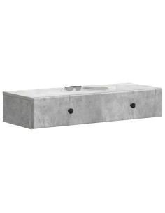 Tavolino da Parete Laterale Grigio Cemento 87,5 x 34,5 x 17 cm 2