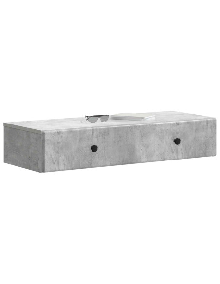 Tavolino da Parete Laterale Grigio Cemento 87,5 x 34,5 x 17 cm