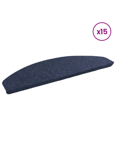 Tappetini per scale autoadesivi 15 pcs Blu 80 x 28 x 3,5 cm