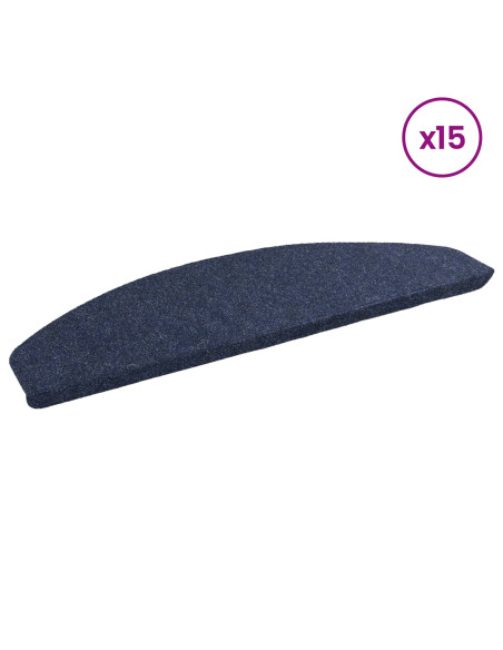 Tappetini per scale autoadesivi 15 pcs Blu 80 x 28 x 3,5 cm