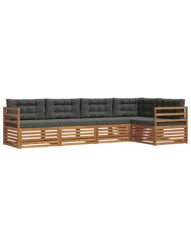 Set di divani da esterno con cuscino 5 pcs Naturale e Antracite