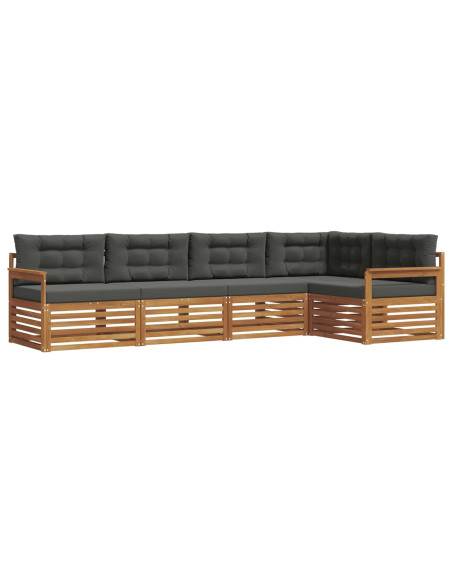 Set di divani da esterno con cuscino 5 pcs Naturale e Antracite