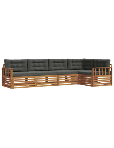 Set di divani da esterno con cuscino 5 pcs Naturale e Antracite 2
