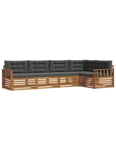 Set di divani da esterno con cuscino 5 pcs Naturale e Antracite