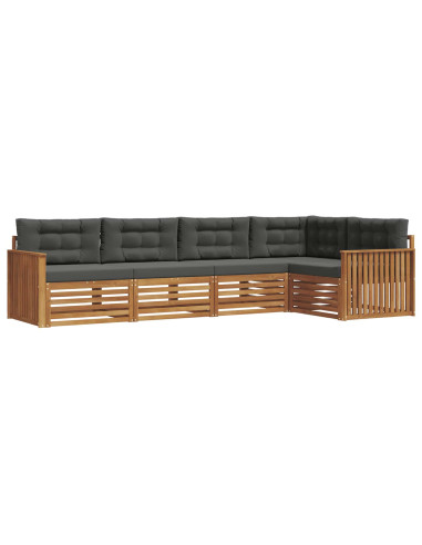 Set di divani da esterno con cuscino 5 pcs Naturale e Antracite