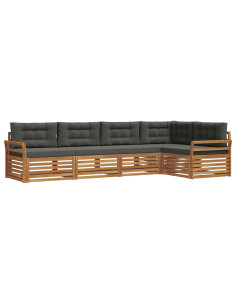 Set di divani da esterno con cuscino 5 pcs Naturale e Antracite 2