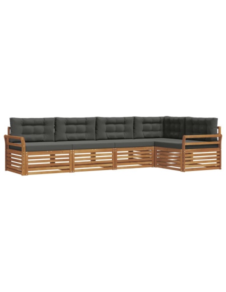 Set di divani da esterno con cuscino 5 pcs Naturale e Antracite