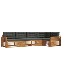 Set di divani da esterno con cuscino 5 pcs Naturale e Antracite 2