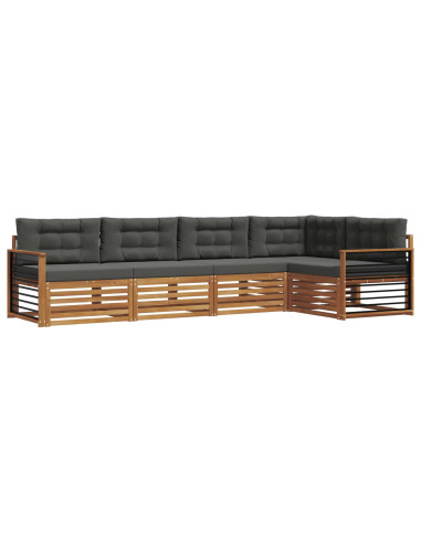 Set di divani da esterno con cuscino 5 pcs Naturale e Antracite