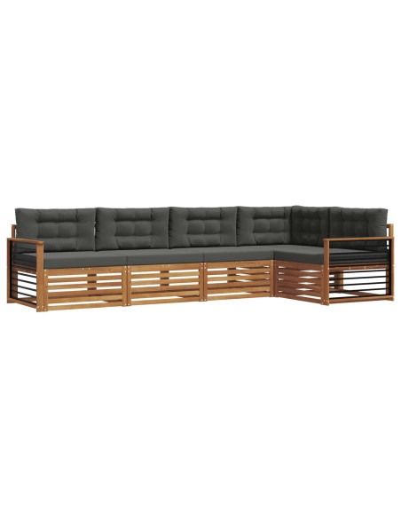 Set di divani da esterno con cuscino 5 pcs Naturale e Antracite