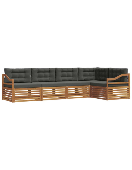 Set di divani da esterno con cuscino 5 pcs Naturale e Antracite