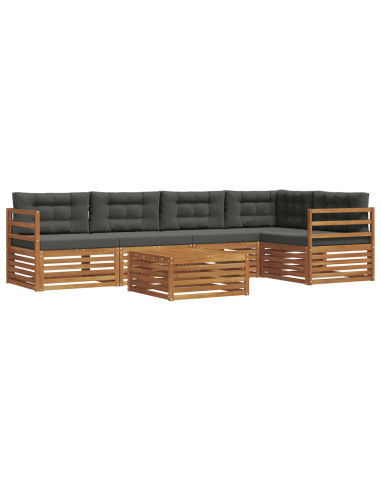 Set di divani da esterno con cuscino 6 pcs Naturale e Antracite