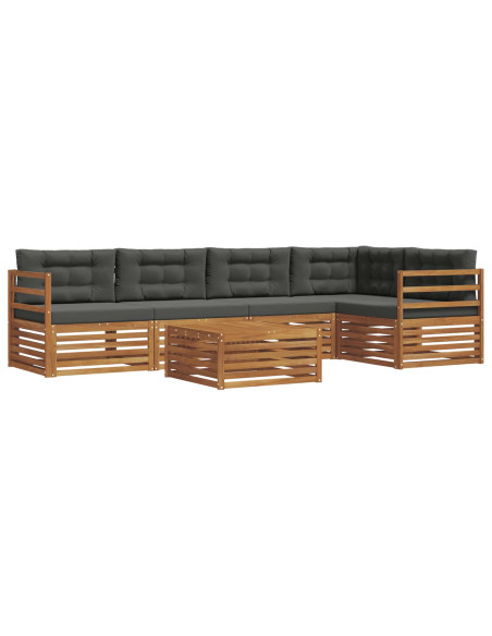 Set di divani da esterno con cuscino 6 pcs Naturale e Antracite