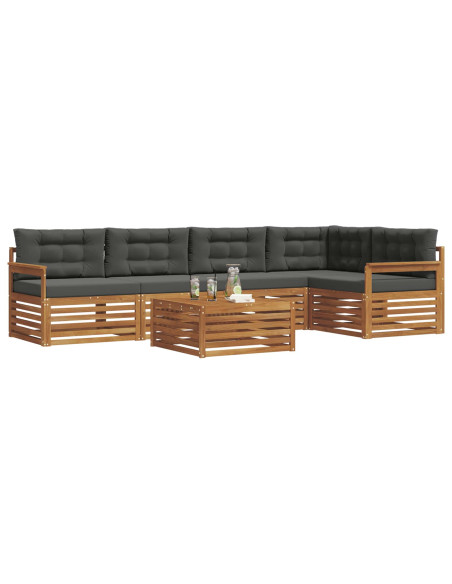 Set di divani da esterno con cuscino 6 pcs Naturale e Antracite