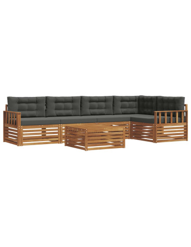 Set di divani da esterno con cuscino 6 pcs Naturale e Antracite