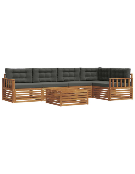 Set di divani da esterno con cuscino 6 pcs Naturale e Antracite