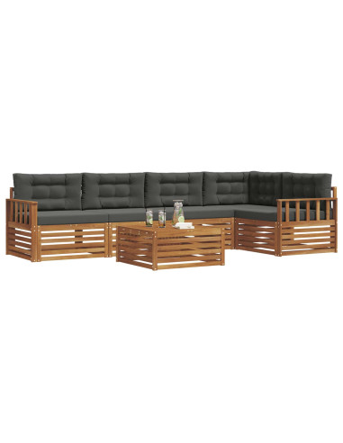 Set di divani da esterno con cuscino 6 pcs Naturale e Antracite