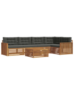 Set di divani da esterno con cuscino 6 pcs Naturale e Antracite 2