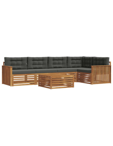 Set di divani da esterno con cuscino 6 pcs Naturale e Antracite