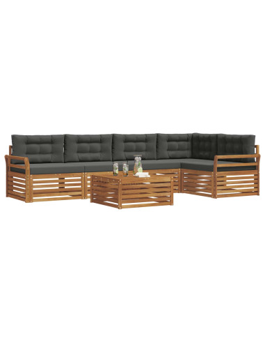 Set di divani da esterno con cuscino 6 pcs Naturale e Antracite