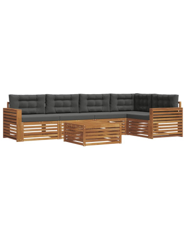 Set di divani da esterno con cuscino 6 pcs Naturale e Antracite