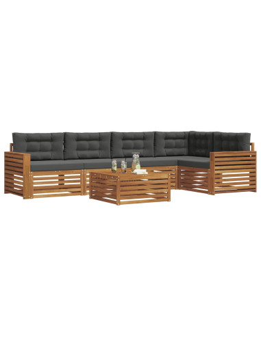 Set di divani da esterno con cuscino 6 pcs Naturale e Antracite