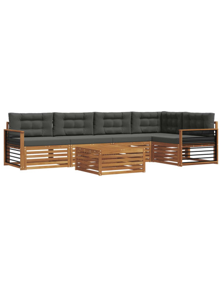 Set di divani da esterno con cuscino 6 pcs Naturale e Antracite