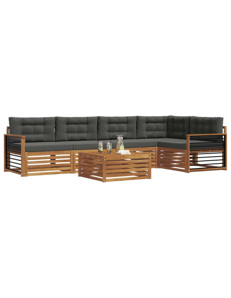 Set di divani da esterno con cuscino 6 pcs Naturale e Antracite