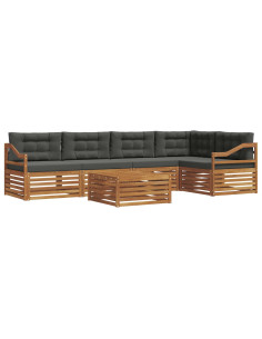 Set di divani da esterno con cuscino 6 pcs Naturale e Antracite 2