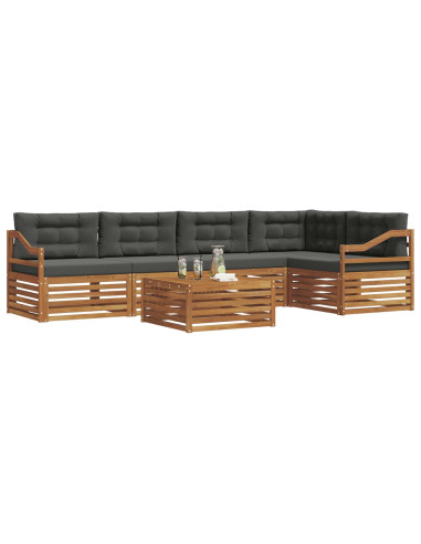 Set di divani da esterno con cuscino 6 pcs Naturale e Antracite