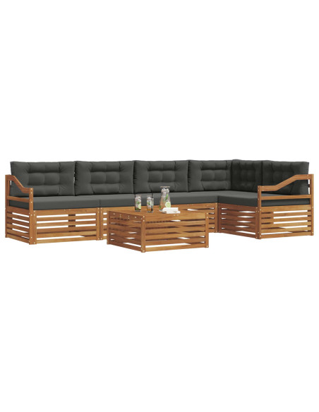 Set di divani da esterno con cuscino 6 pcs Naturale e Antracite