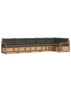 Set di divani da esterno con cuscino 6 pcs Naturale e Antracite 2