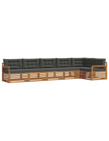 Set di divani da esterno con cuscino 6 pcs Naturale e Antracite