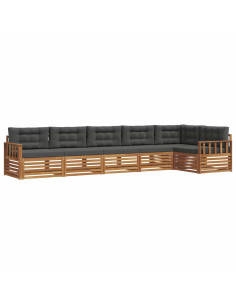 Set di divani da esterno con cuscino 6 pcs Naturale e Antracite 2