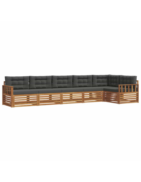 Set di divani da esterno con cuscino 6 pcs Naturale e Antracite