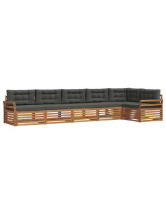 Set di divani da esterno con cuscino 6 pcs Naturale e Antracite 2