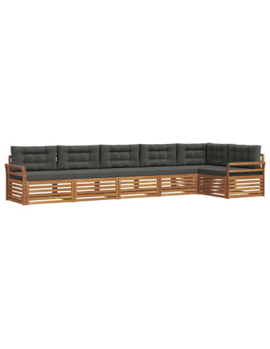 Set di divani da esterno con cuscino 6 pcs Naturale e Antracite