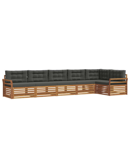 Set di divani da esterno con cuscino 6 pcs Naturale e Antracite