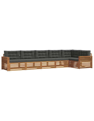 Set di divani da esterno con cuscino 6 pcs Naturale e Antracite
