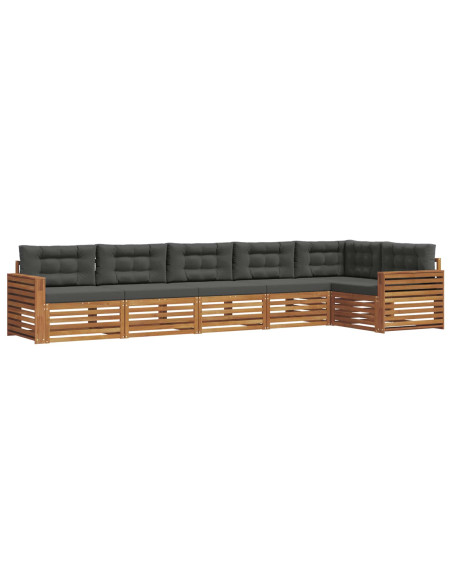 Set di divani da esterno con cuscino 6 pcs Naturale e Antracite
