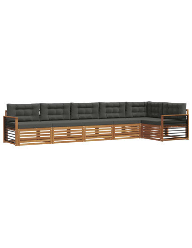 Set di divani da esterno con cuscino 6 pcs Naturale e Antracite