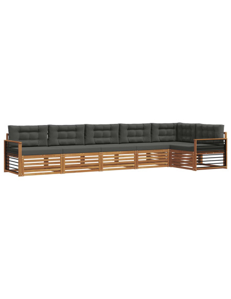 Set di divani da esterno con cuscino 6 pcs Naturale e Antracite