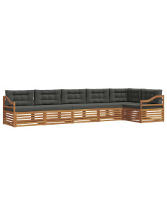 Set di divani da esterno con cuscino 6 pcs Naturale e Antracite 2