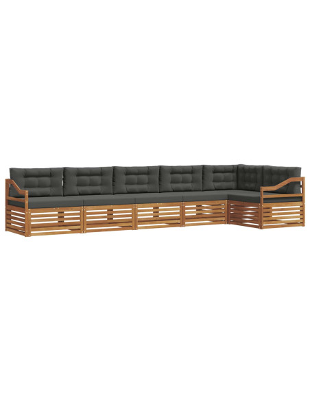 Set di divani da esterno con cuscino 6 pcs Naturale e Antracite