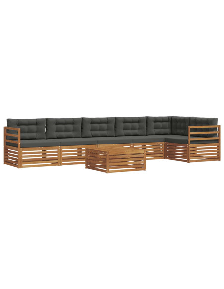 Set di divani da esterno con cuscino 7 pcs Naturale e Antracite